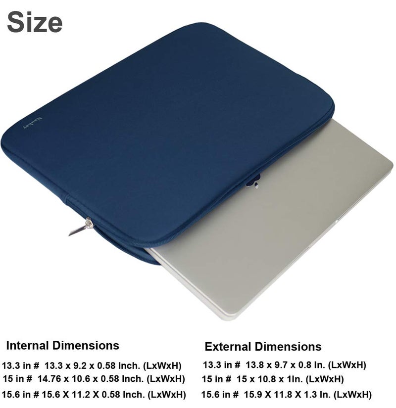 Naukay Laptop Bag Sleeve, Resistant Neoprene Laptop Sleeve/Notebook Computer Pocket Case/Tablet Briefcase Carrying Bag Compatible for 15 inch MacBook Pro, Ultrabook Notebook - (Dark Blue) - Image 4